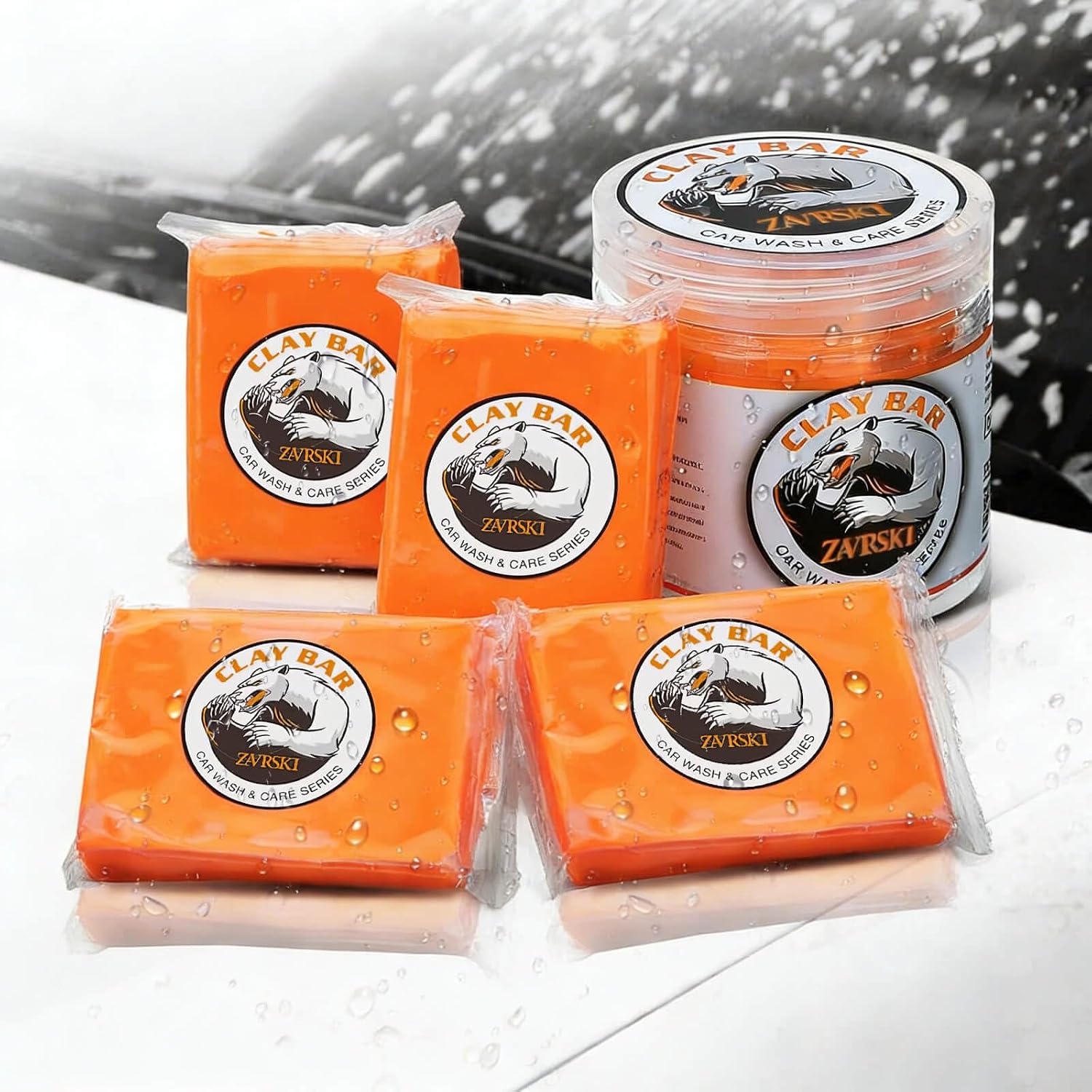 Detalle de Zavrski Reinigungsknete Auto Clay Bar – 4er Set 100 g, zur Lackpflege und Felgenreinigung
