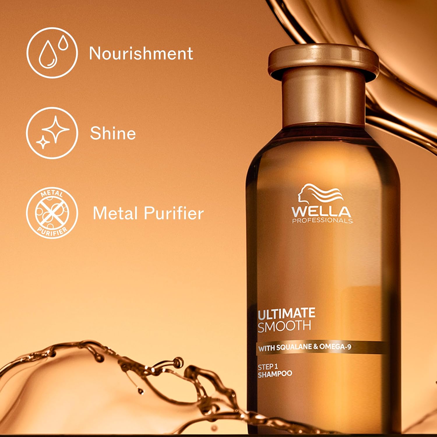 Detalle de Wella Professionals ULTIMATE SMOOTH Shampoo with Squalane & Omega 9 (250ml)