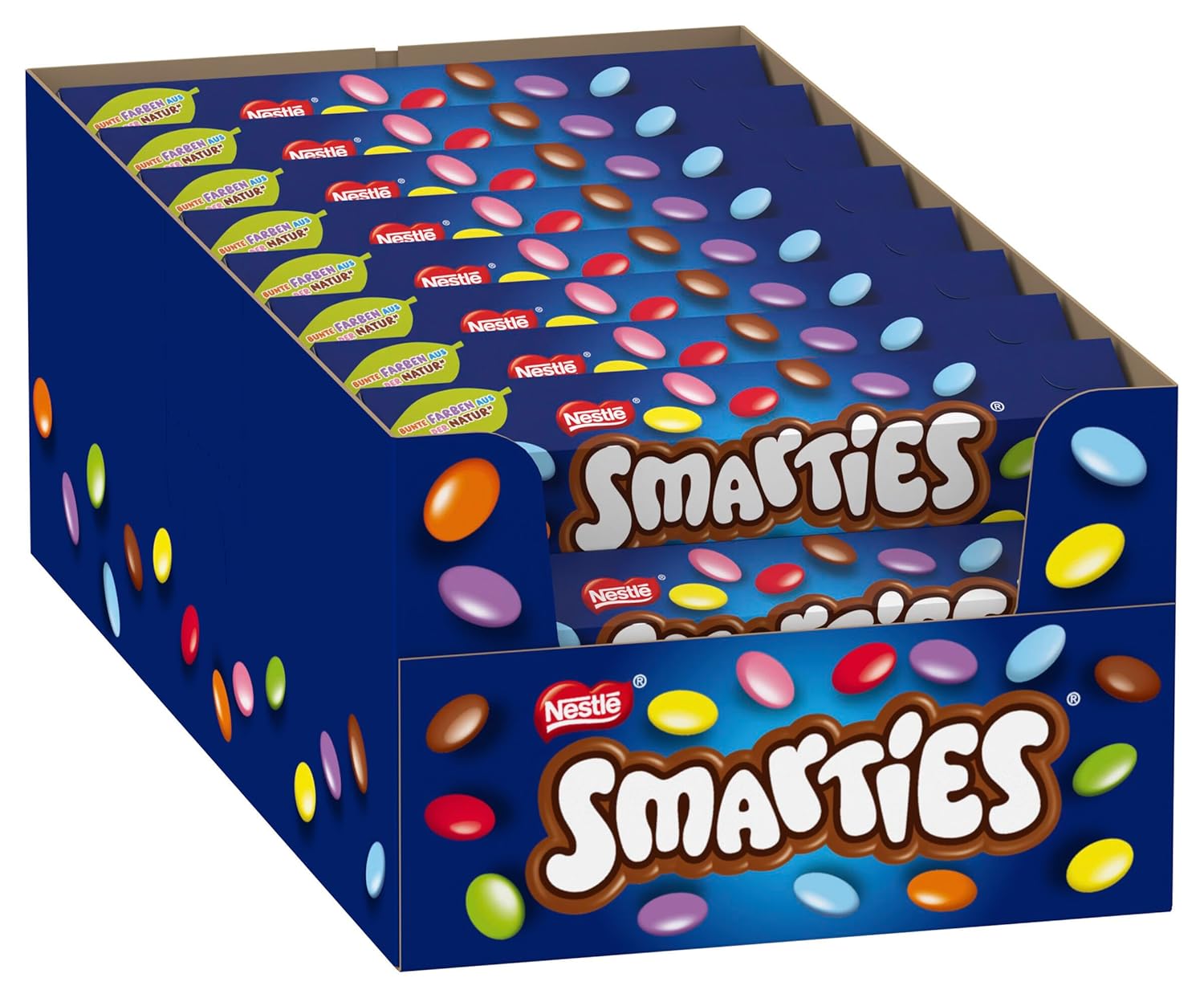Detalle de Nestlé SMARTIES Hexagon-Rolle: bunte Schokolinsen im 24er Pack (Hexagon-Rolle)