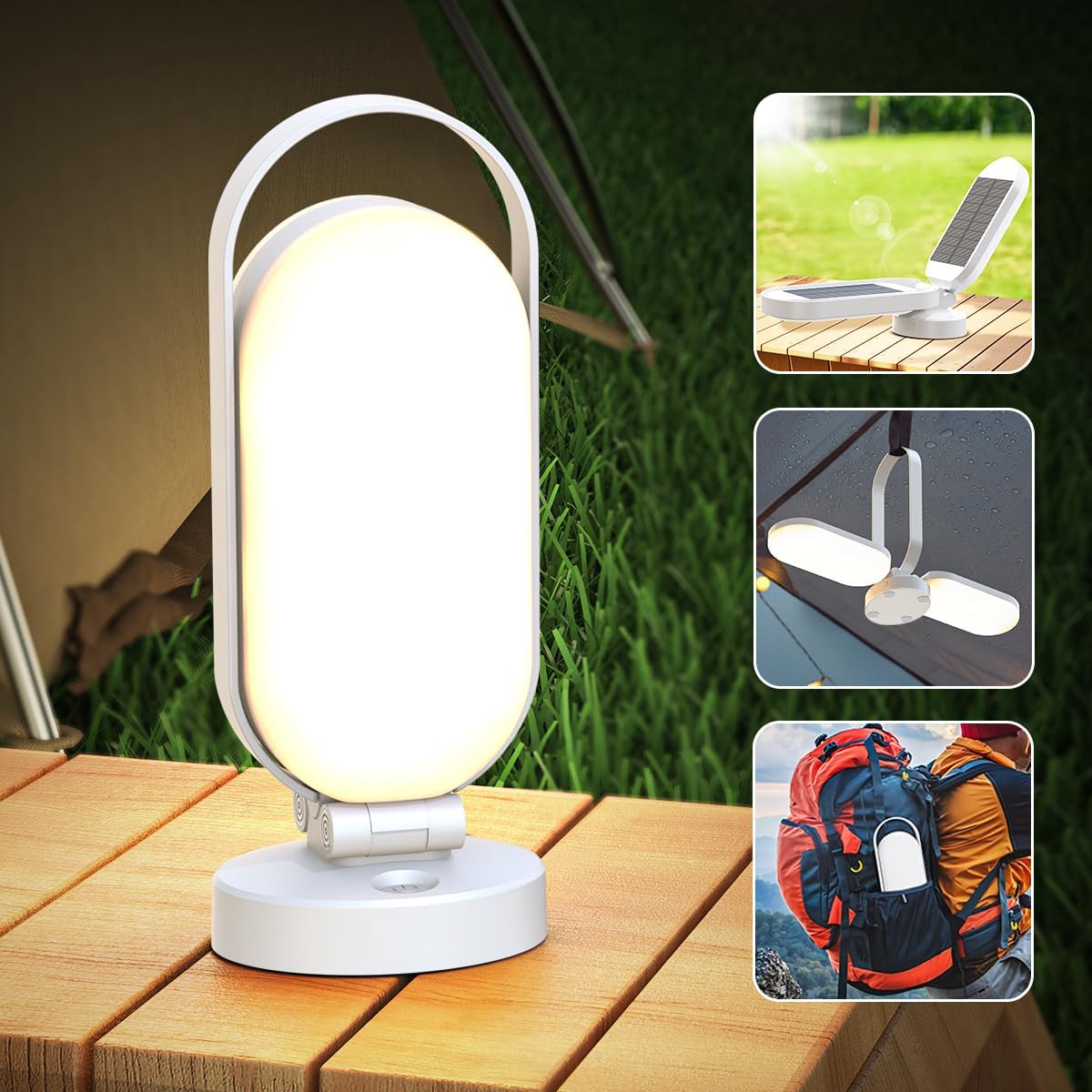 Thumbnail 6 de Hapfish Lampe Solaire de Camping rechargeable pliable, 240 LED jusqu’à 350 lumens, 5000 mAh étanche