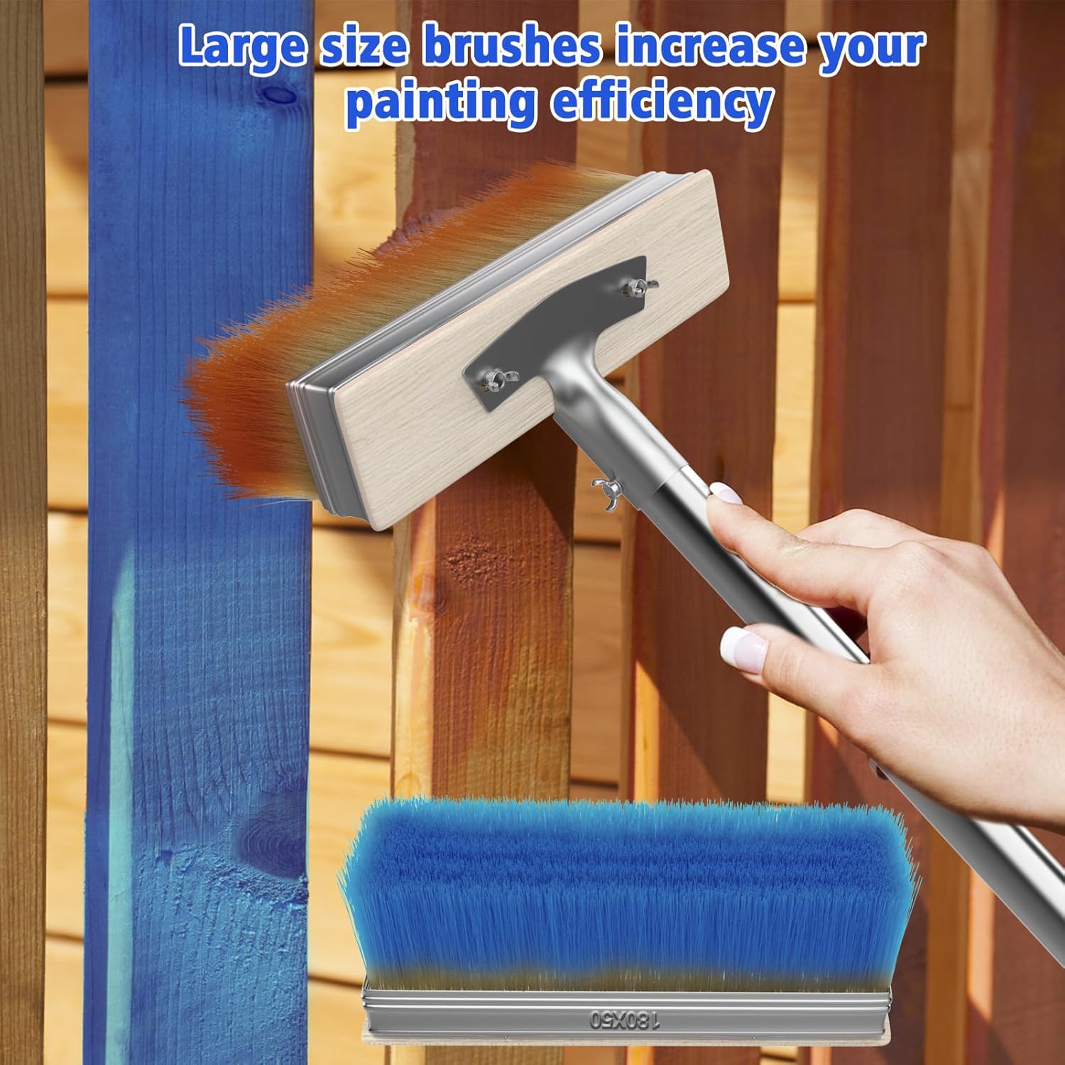 Thumbnail 5 de Deck paint brush with 55" retractable handle and 2 x 7.1" heads for decking stains, wood floors and fences