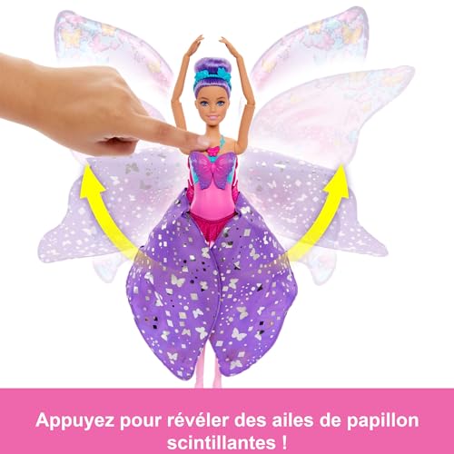 Detalle de Barbie Poupée Danseuse Papillon 2-en-1 — transformation magique en papillon et ballerine