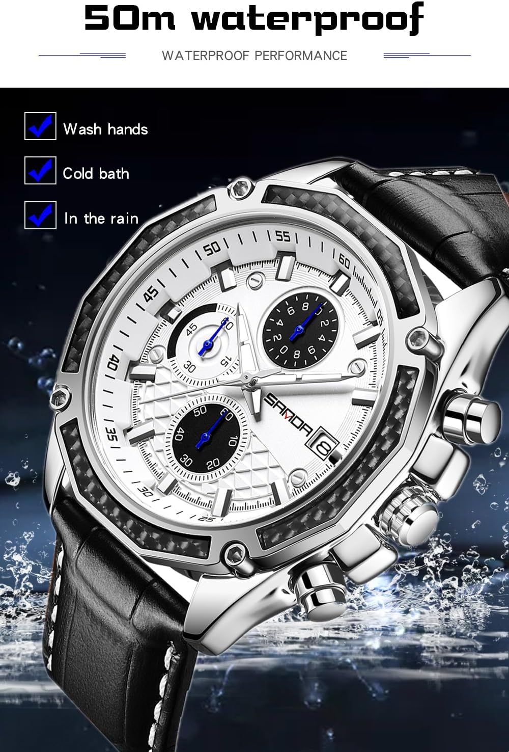 Thumbnail 4 de TICKEEN Uomo orologio analogico al quarzo con cronografo, calendario e impermeabile 3ATM