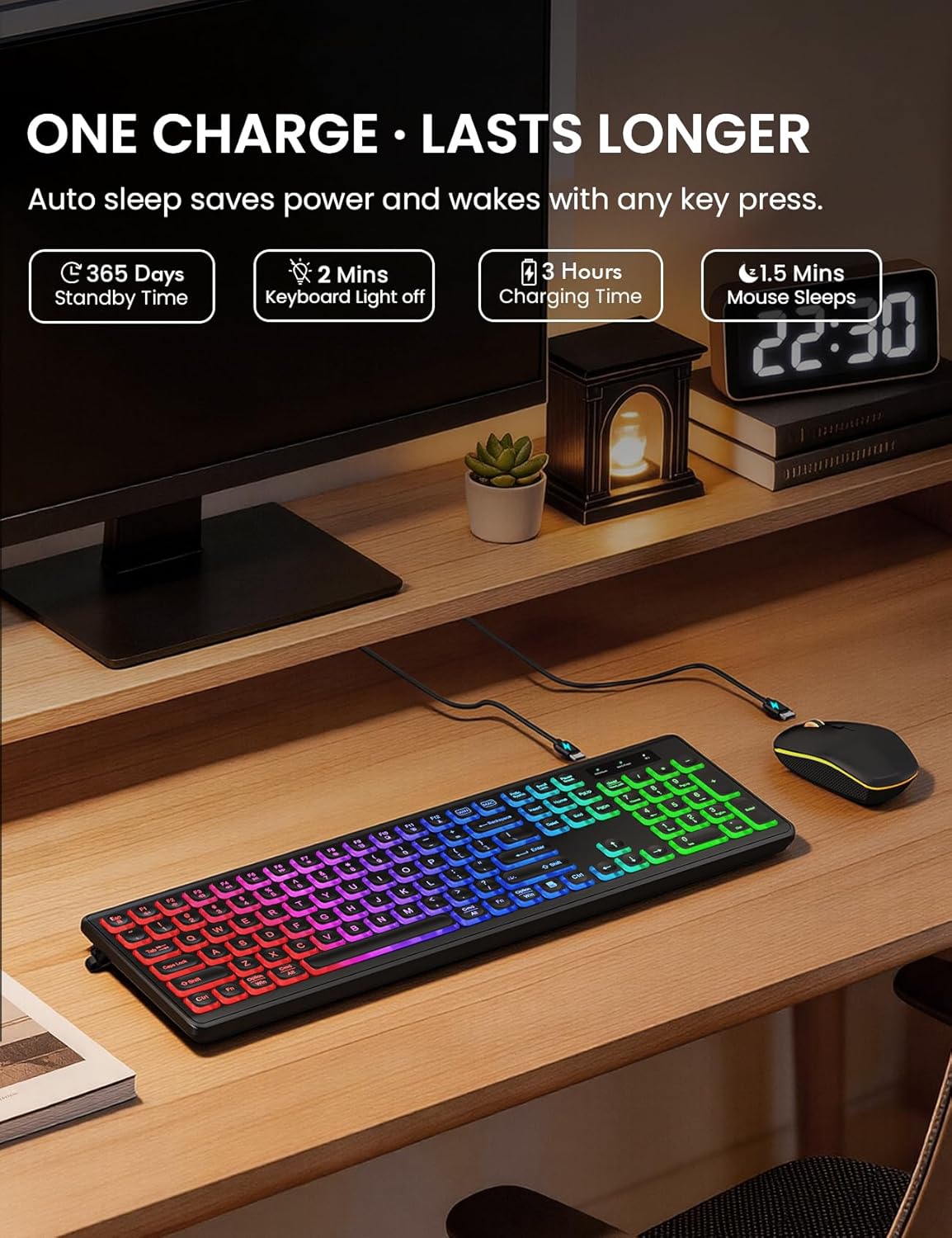 Thumbnail 3 de Trueque Wireless Keyboard and Mouse Combo full-size RGB Backlit