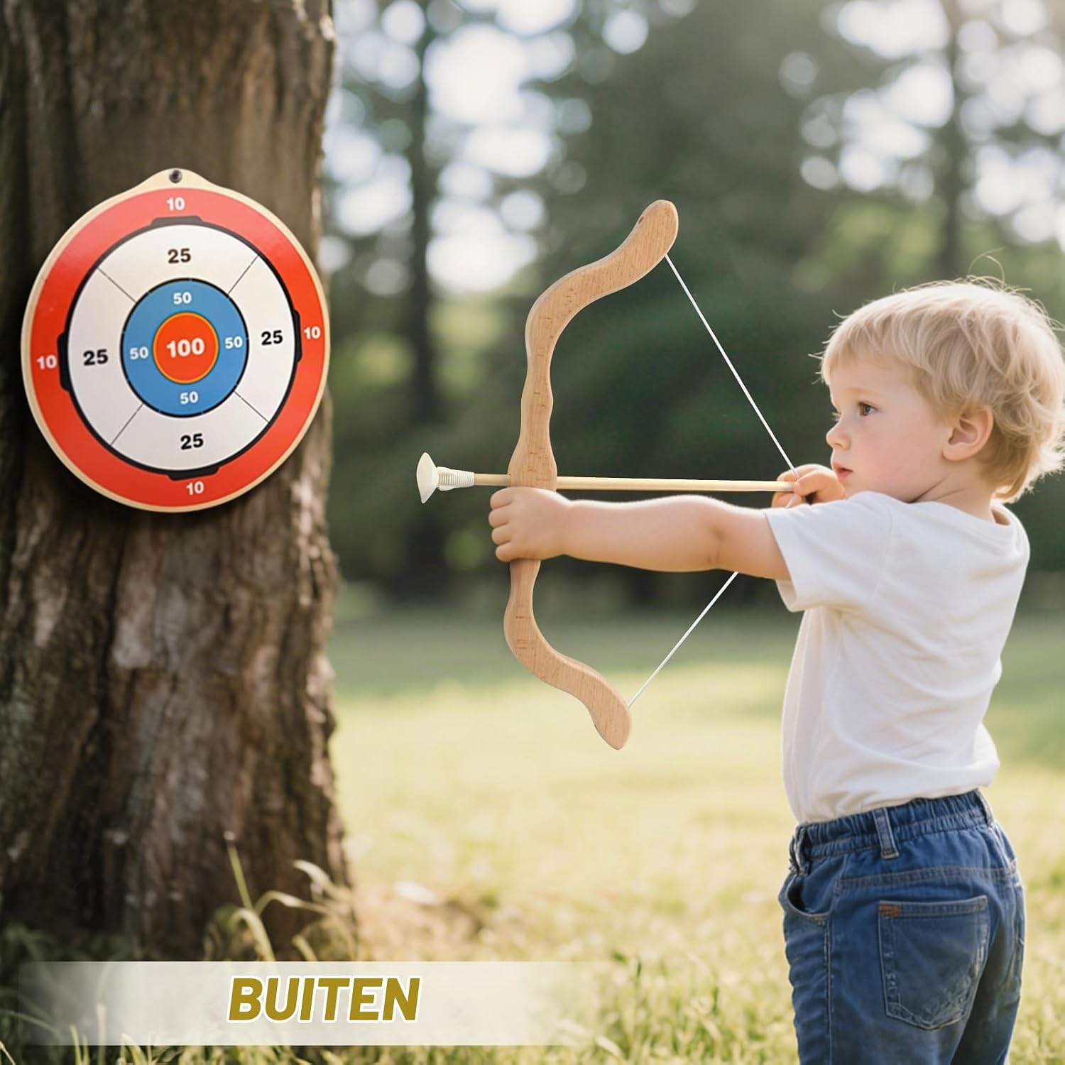 Thumbnail 4 de YIMORE MZ001 houten pijl-en-boogset voor kinderen met zuignappijlen