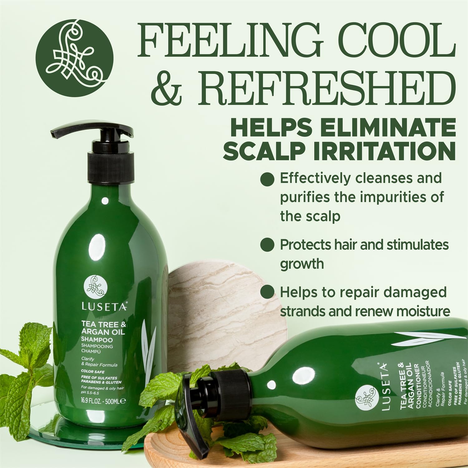 Detalle de Luseta Tea Tree Oil Shampoo and Conditioner Set, 2 x 16.9 oz
