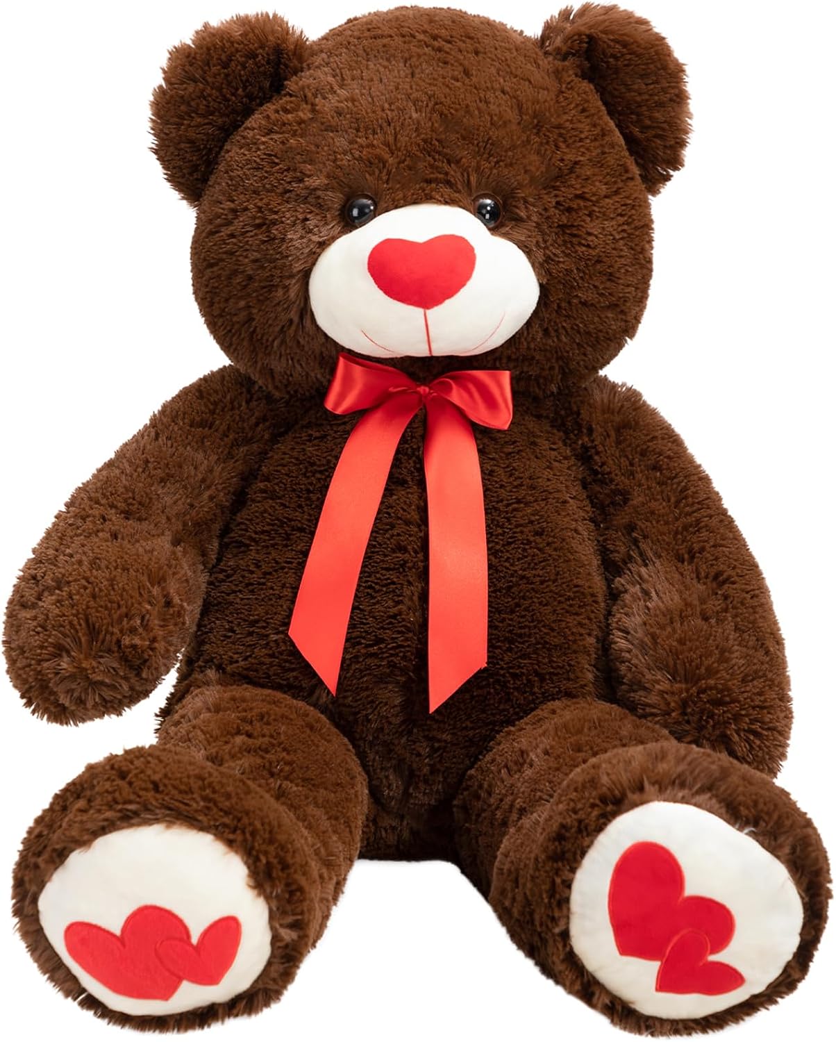 BEJOY Ours en peluche 91 cm – grand ours avec cœur rouge, doux et câlin
