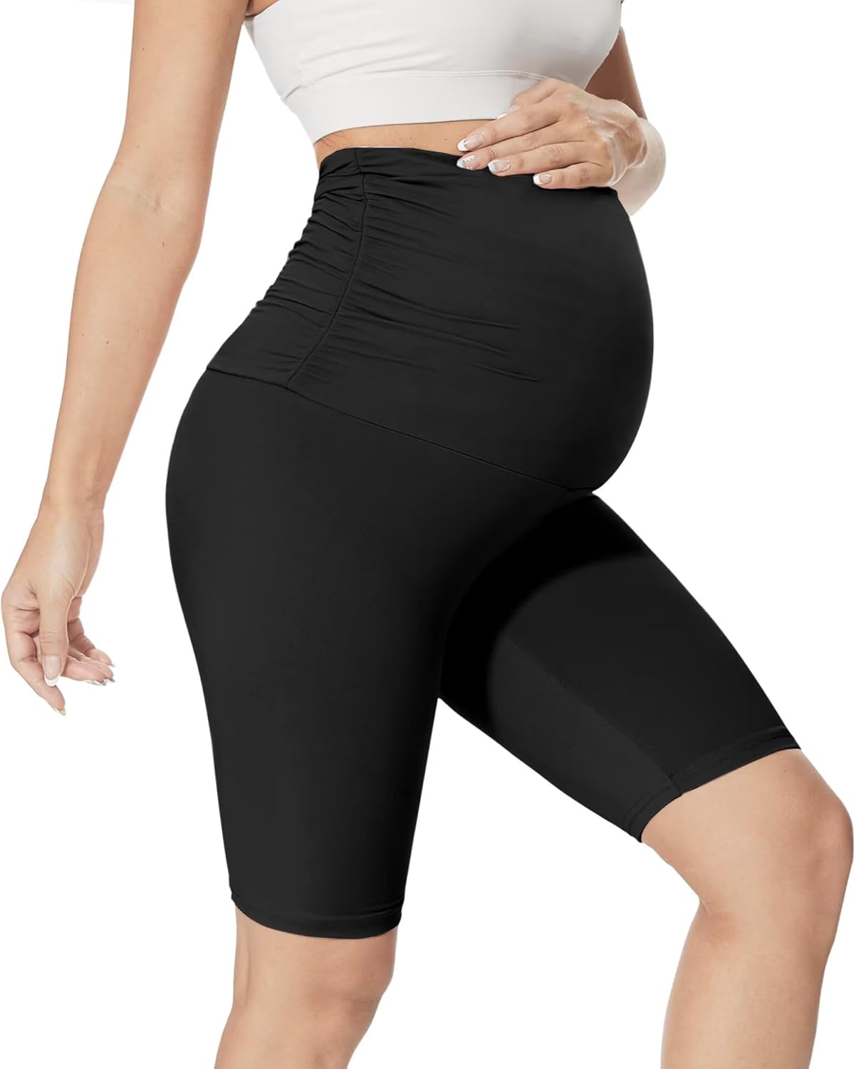 Detalle de Maternity biker shorts for pregnancy comfort