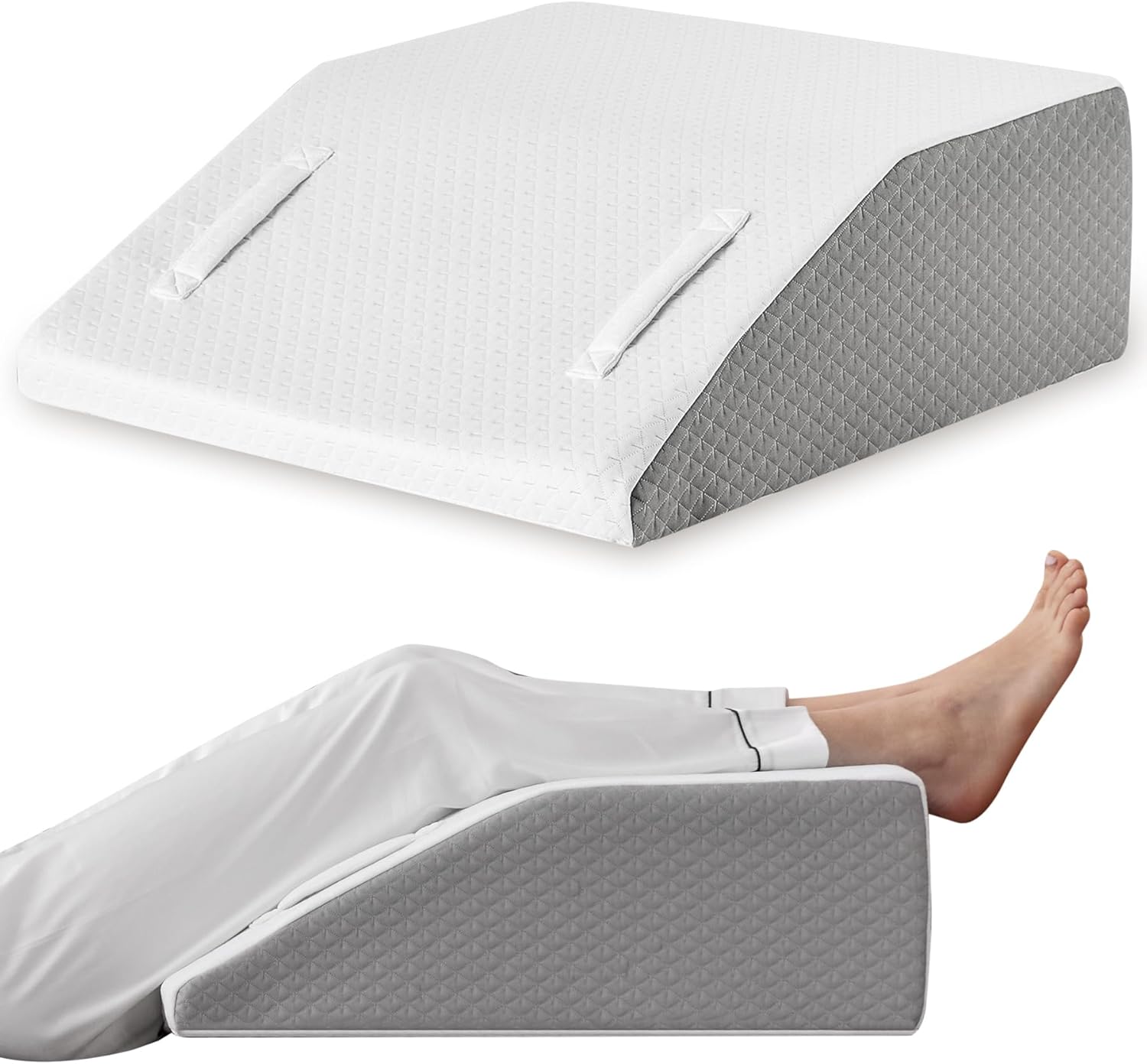 Ruqmuis 8-Inch Leg Elevation Pillow for After Surgery, Foam Wedge for Swelling & Pain Relief (White)