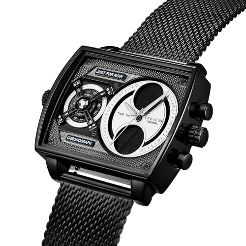 Thumbnail 6 de FEICE Reloj Cuadrado Multifuncional para Hombre FK814 47 mm: esfera grande analógico–digital en acero inoxidable