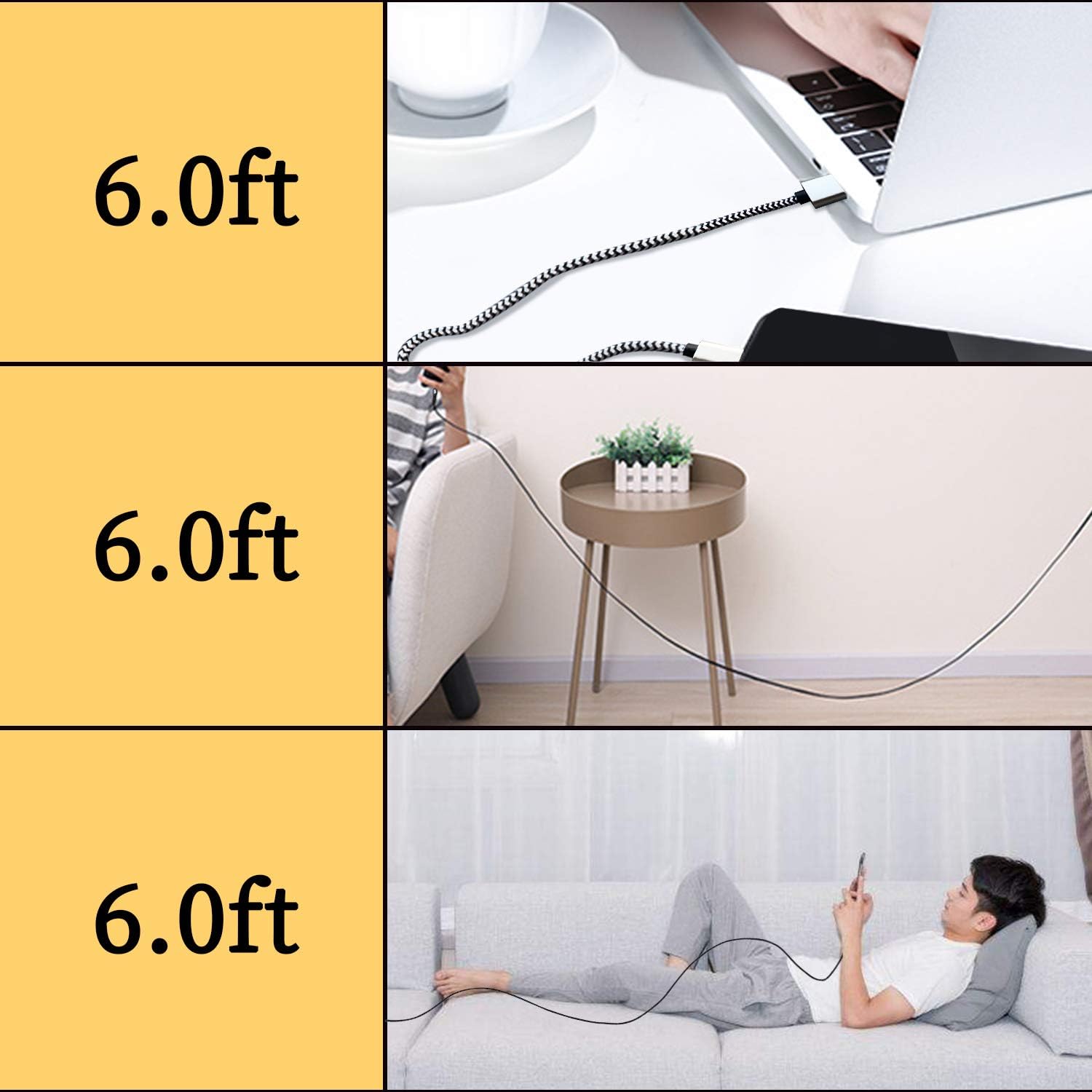 Thumbnail 4 de QQLIKE USB Type C Cable 6FT 5-Pack