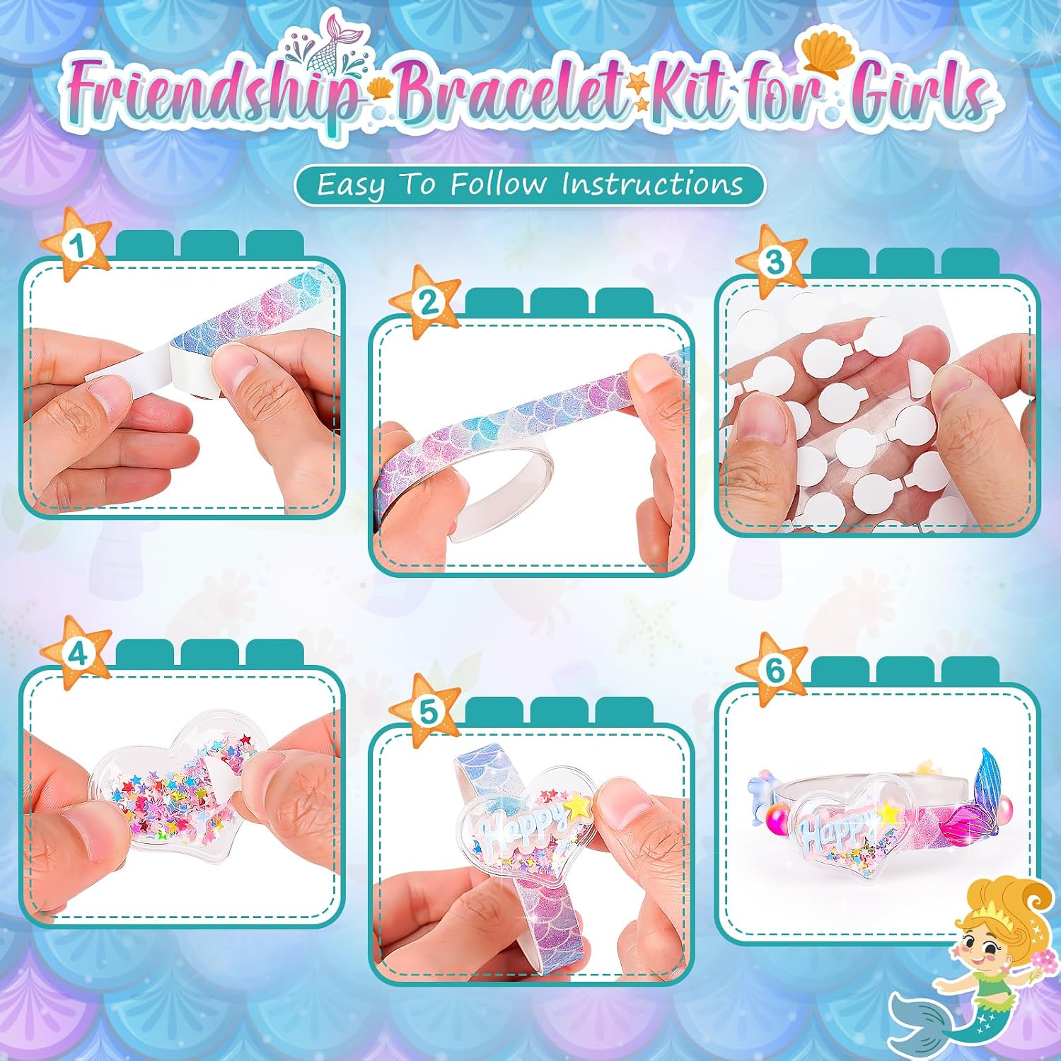 Detalle de Eichhoo Mermaid bracelet kit for kids 64 dots