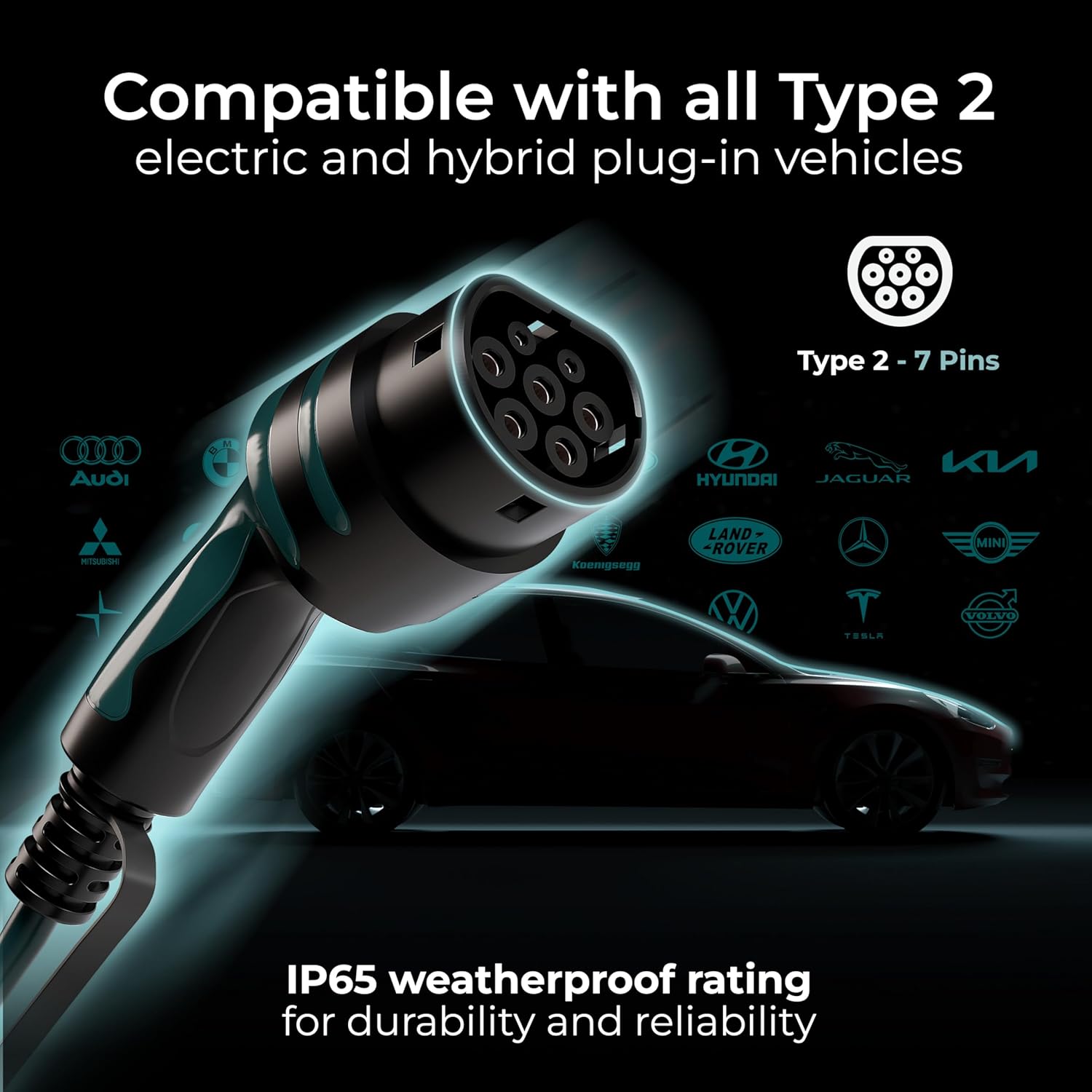 Thumbnail 5 de Masterplug Smart EV Home Wall Charger (Type 2) with 5m Tethered Cable, 7.4kW, IP65, App Control