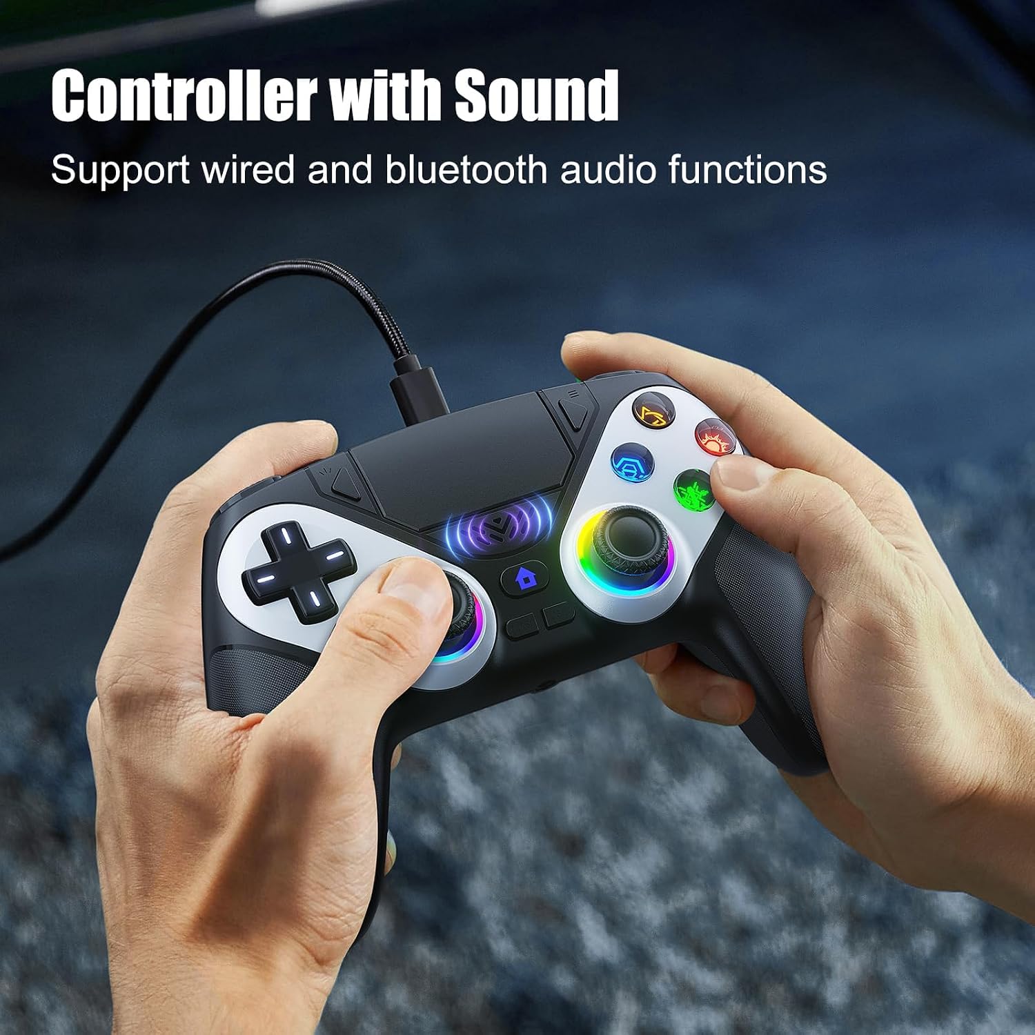 Thumbnail 6 de Dinosoo RGB Wireless Controller für PS5/Pro/Slim/PC – vielseitig, konfigurierbar und mit RGB-Beleuchtung