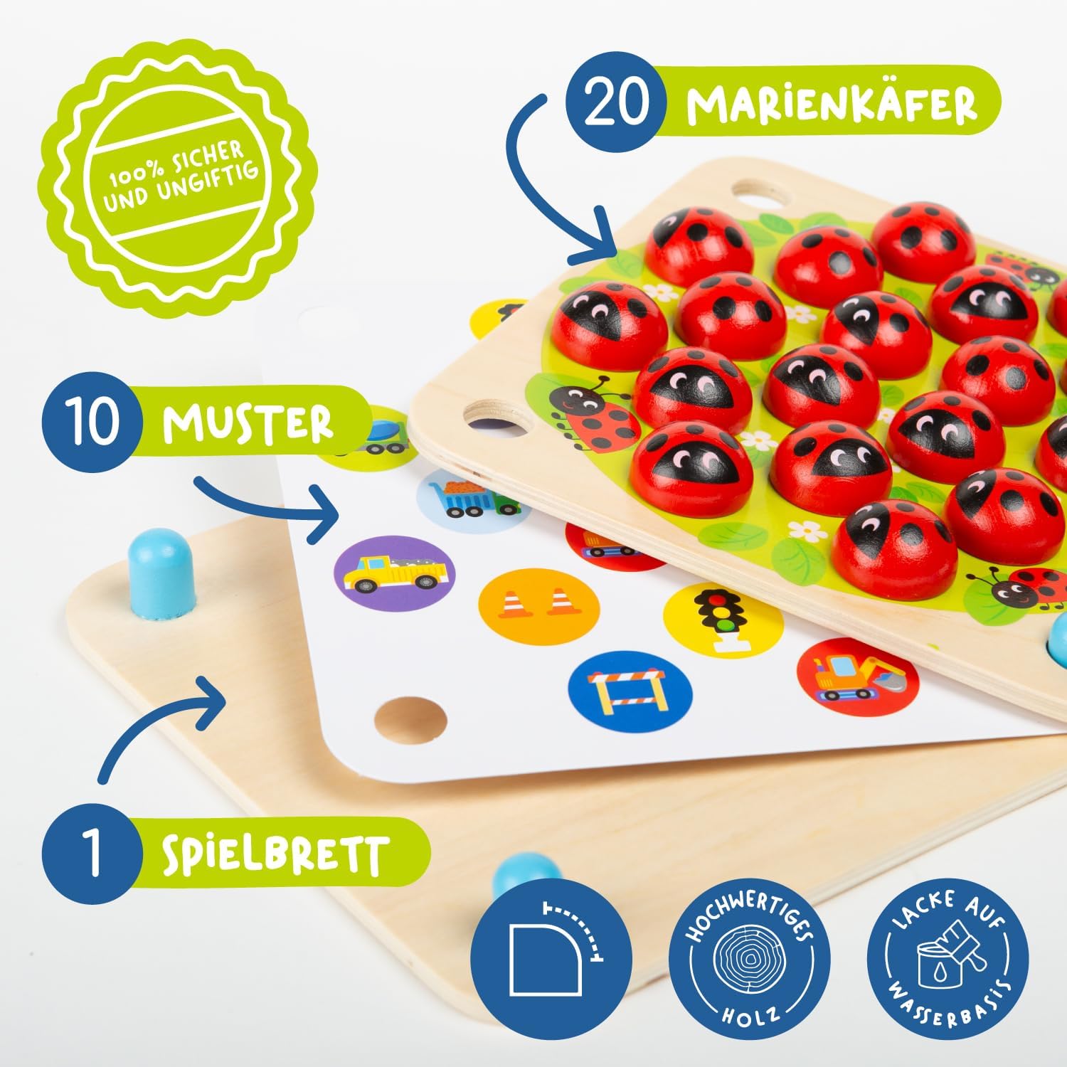 Detalle 2 de Nene Toys Marienkäfer-Garten Gedächtnisspiel 10 Muster