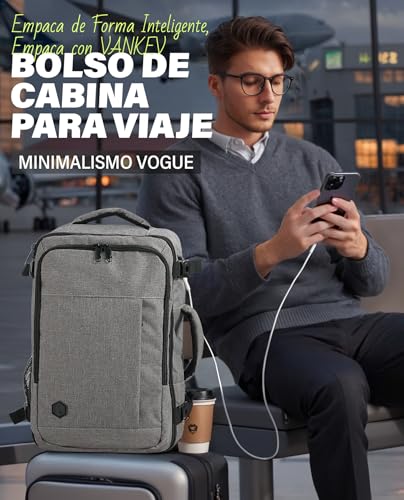 Detalle 2 de Mochila de cabina VANKEV 45x36x20 cm para EasyJet (30 L), organización y comodidad en viaje