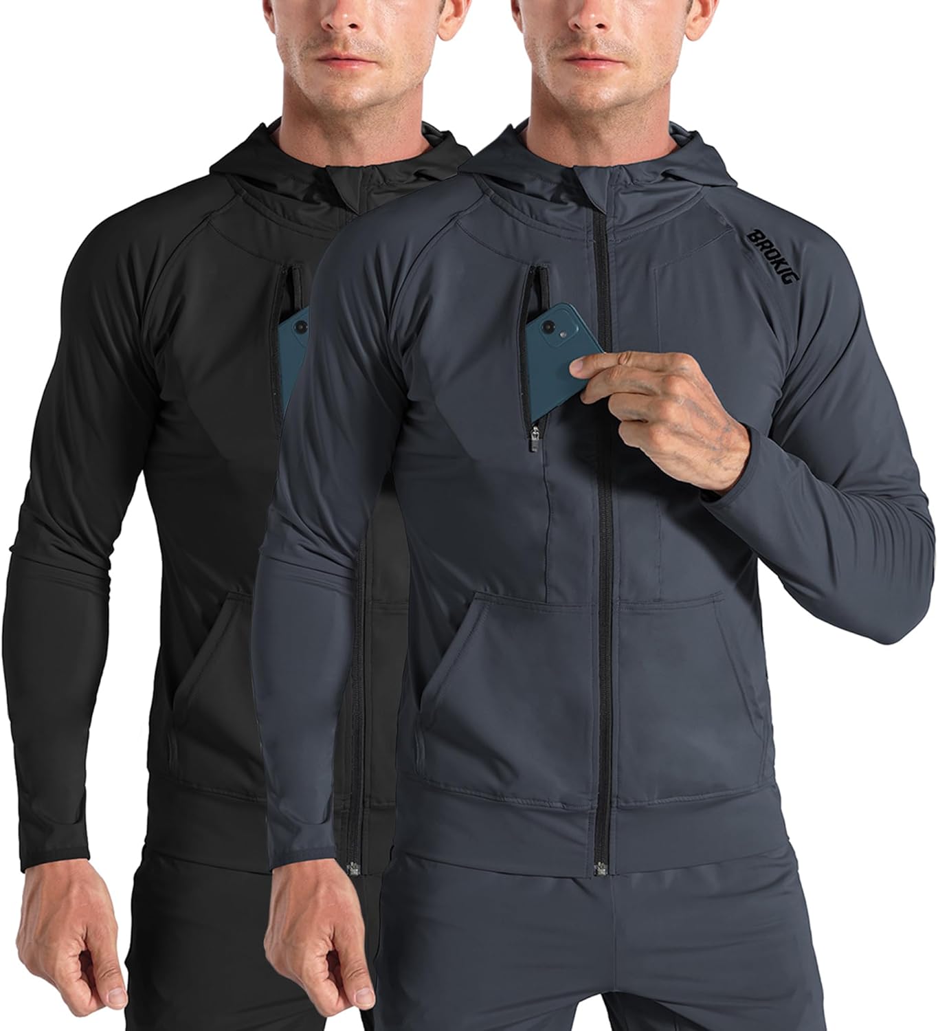 Thumbnail 6 de BROKIG Leichte Hoodie Herren – schnelltrocknende Laufjacke mit Kapuze und Reißverschluss