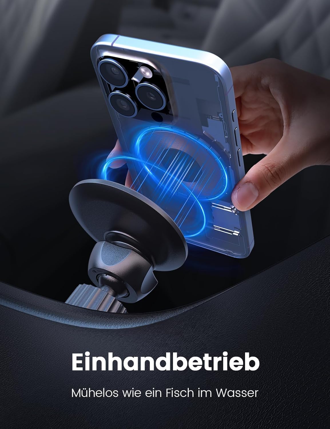 Detalle de Handyhalterung Auto – Lüftungshalterung mit 360° Drehung und Dreifach-Unterstützung