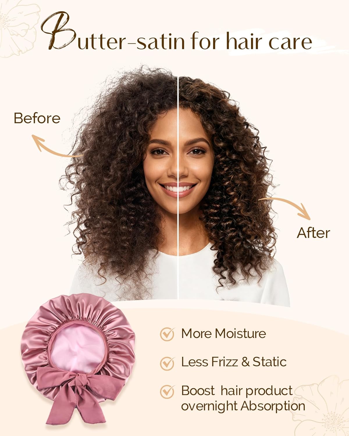 Thumbnail 4 de YANIBEST Adjustable Double Layer Satin Bonnet for Sleep: Frizz Reduction & Moisture Lock