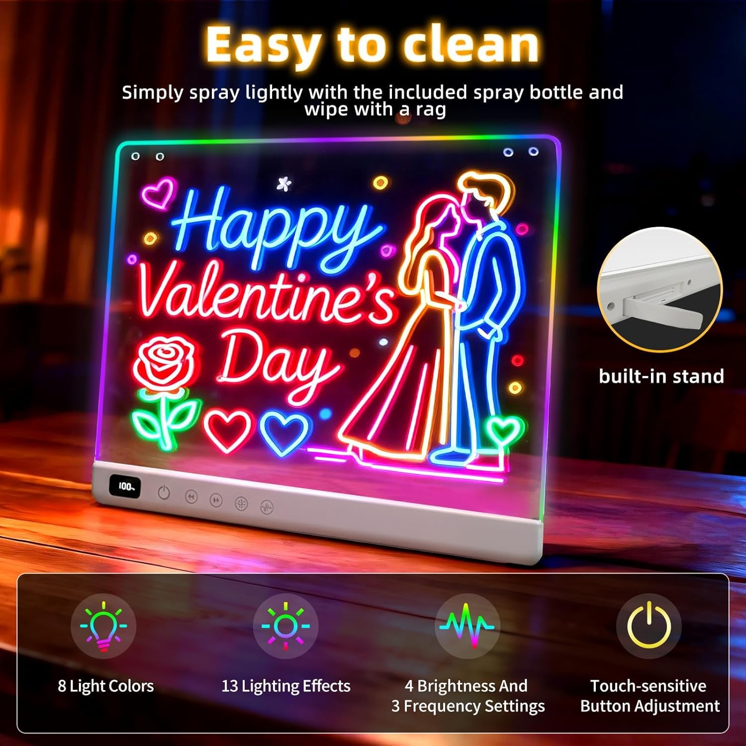 Thumbnail 3 de LED Drawing Board for Children with 13 Light Effects – 35×25cm Neon Light Up Tablet