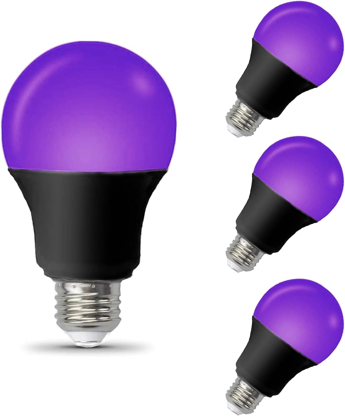 Detalle de Scheinenda A19 LED Black Light Bulbs, 6W, E26, 4-Pack, 395–405 nm