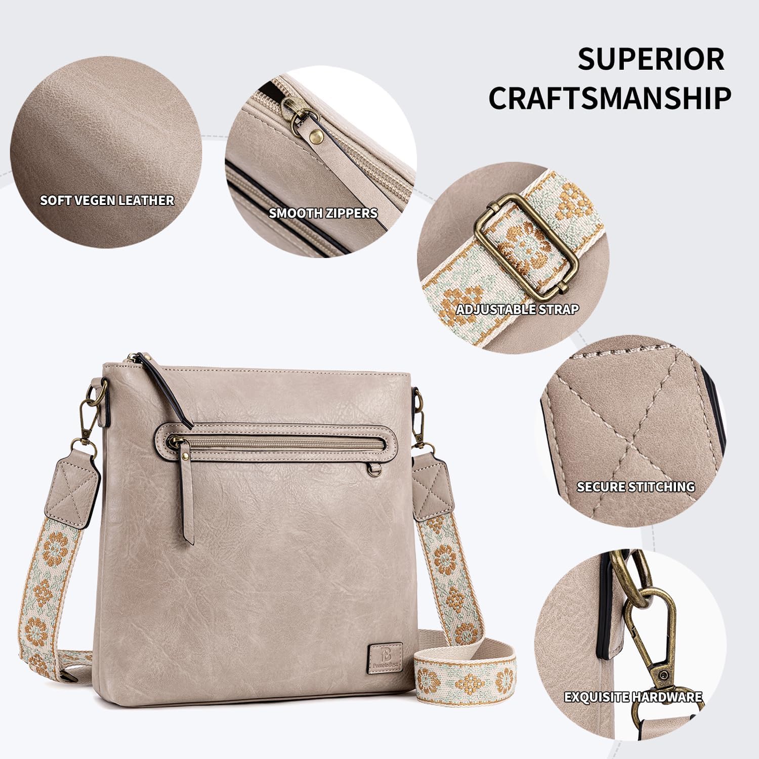 Thumbnail 4 de Pomelo Best Women’s Medium Crossbody Bag – Lightweight Vegan Leather with Wide Adjustable Strap & Card Pockets