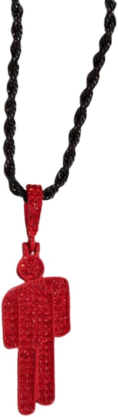 Detalle de AOLIAY Multicoloured Humanoid Diamond Necklace – Stainless Steel with Cubic Zirconia Pendant