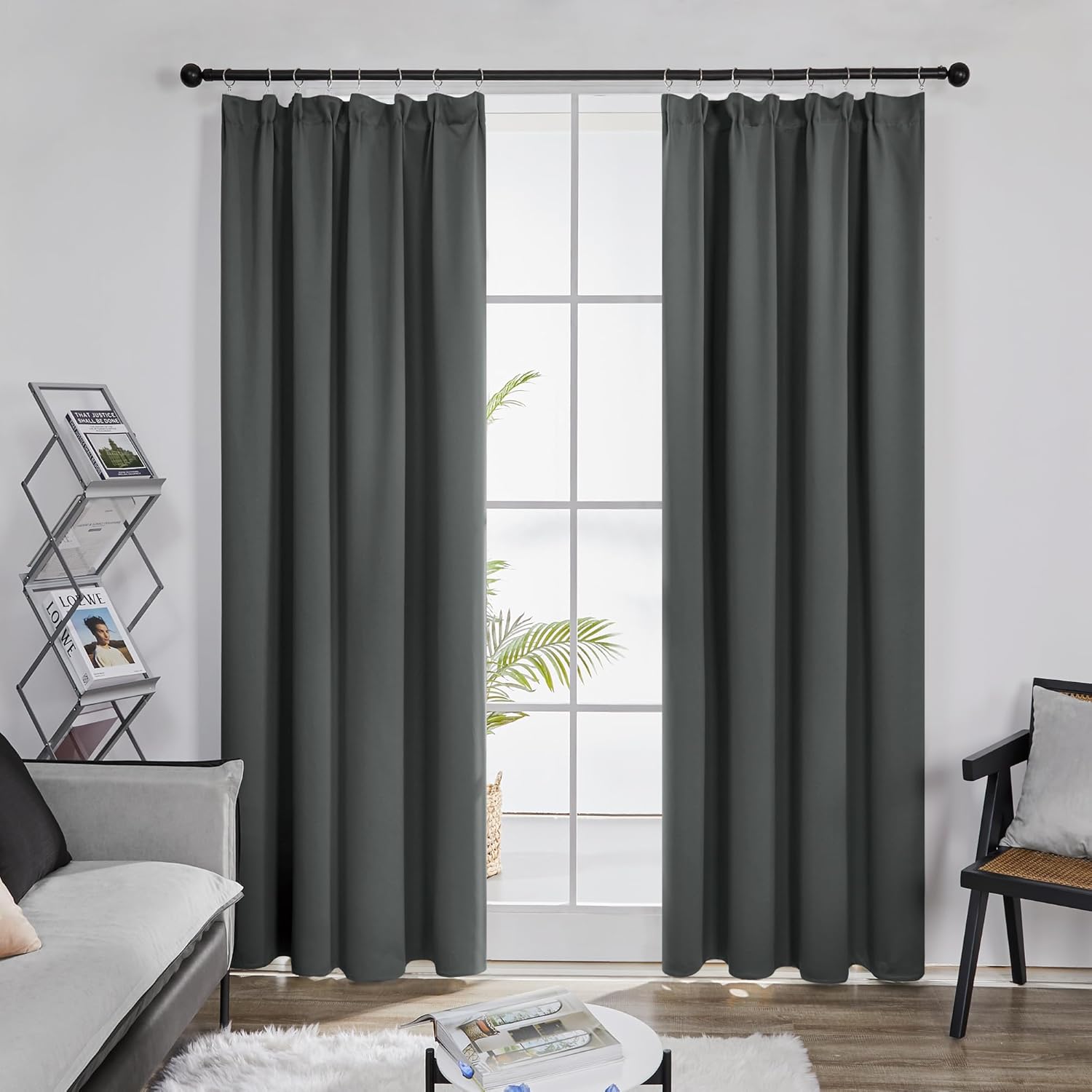 Thumbnail 4 de Deconovo Blickdichte Vorhänge mit Kräuselband – 2er Set, 240x140 cm, Dunkelgrau, Thermogardine/Kälteschutz