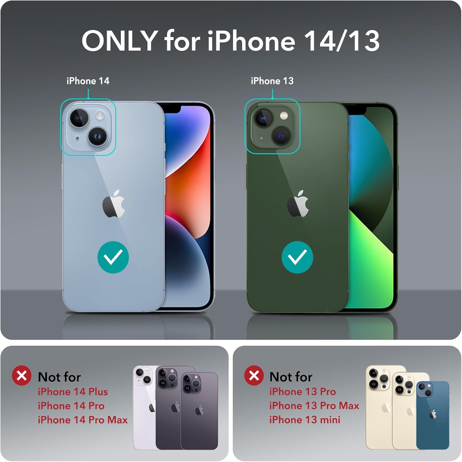 Thumbnail 1 de ESR Classic Series Clear Case for iPhone 13 / iPhone 14 with MagSafe Compatibility and Adjustable Camera Ring Stand