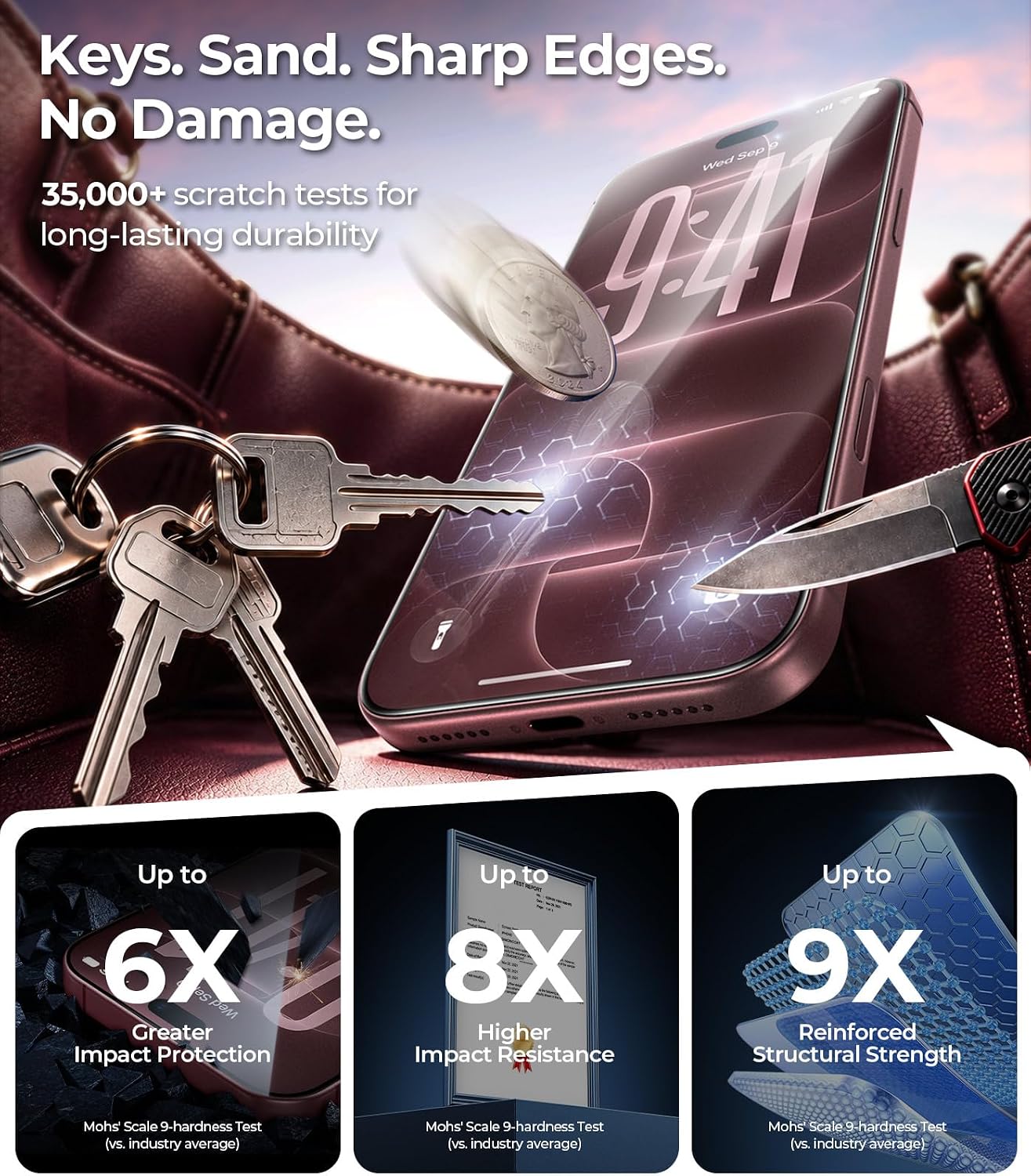 Thumbnail 4 de DIMONCOAT DM-QZDFK-82 Privacy Screen Protector for iPhone 18 Pro, 2-Pack