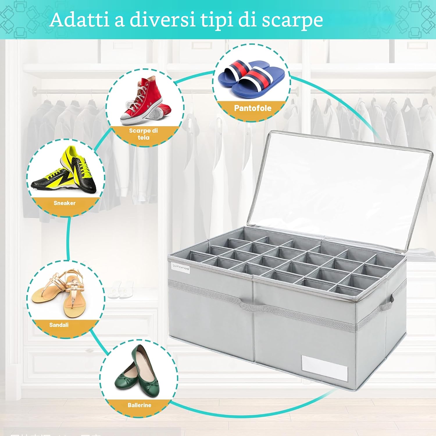 Thumbnail 2 de Organizer Scarpe per Armadio 24 paia — Contenitori trasparenti per scarpe