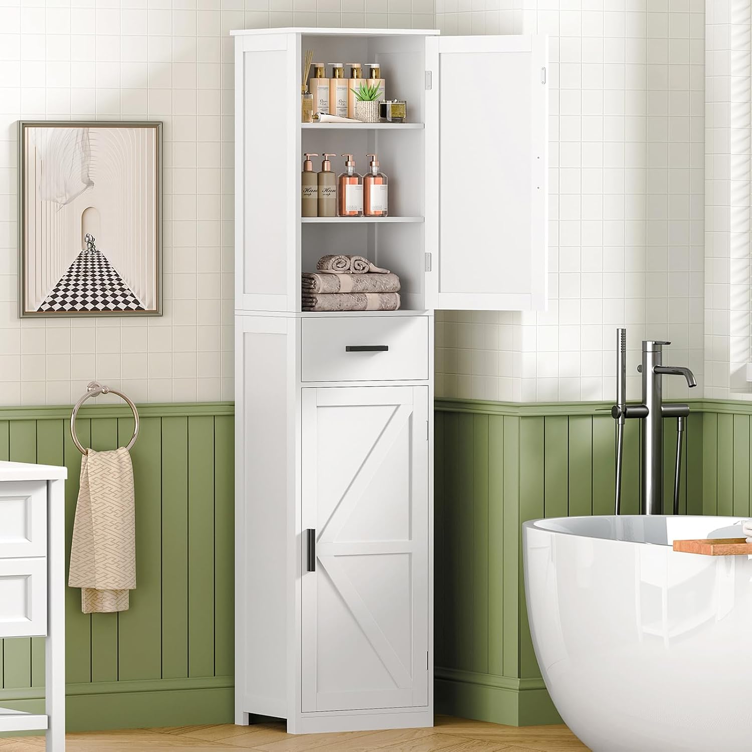 Detalle de WEENFON Bathroom Storage Cabinet, 67-Inch