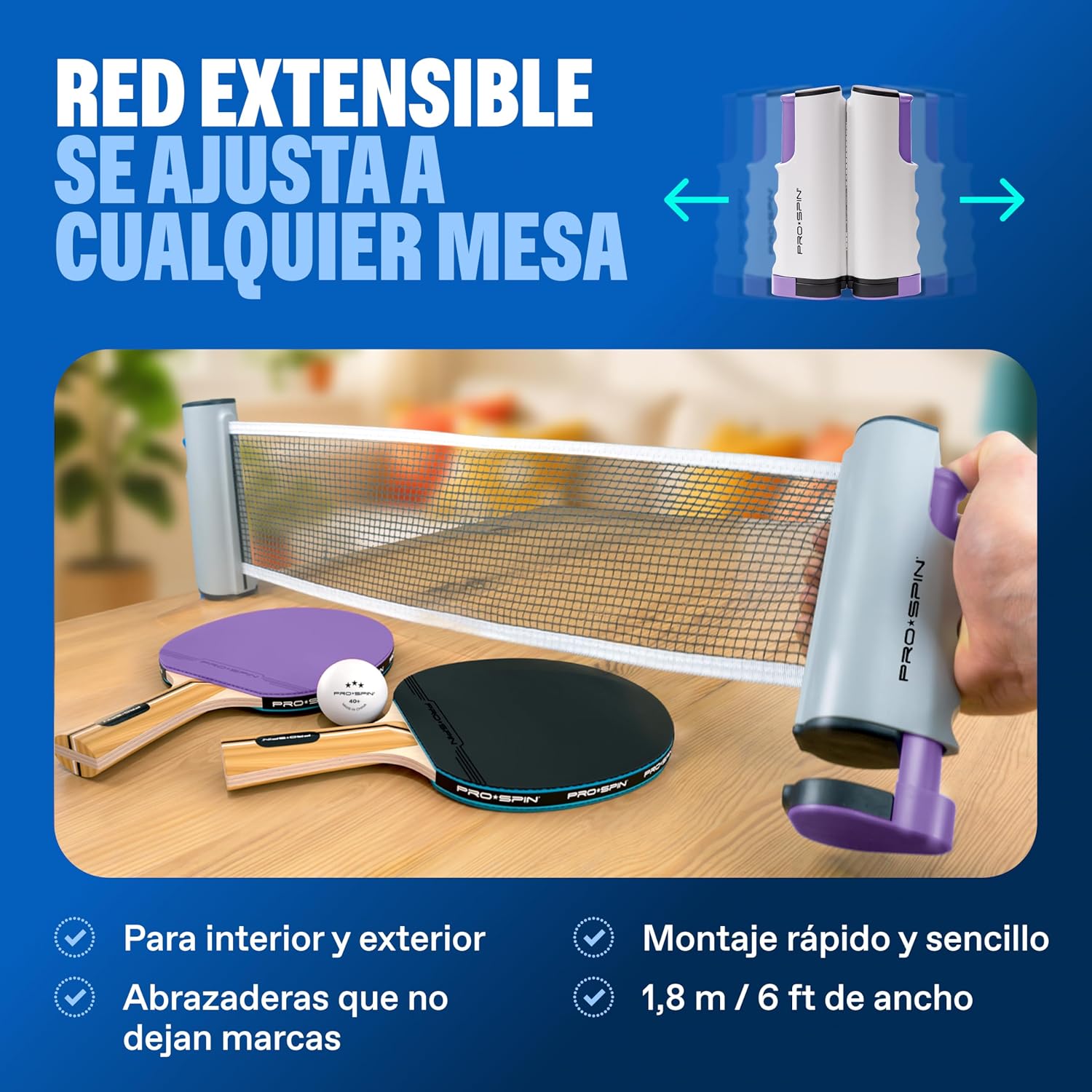 Detalle 2 de PRO-SPIN Set de Ping Pong Portátil 183 cm
