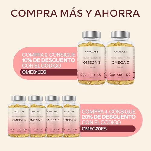 Thumbnail 9 de Omega 3 2000 mg por dosis diaria de AAVALABS: 1000 mg EPA + 500 mg DHA en 2 cápsulas