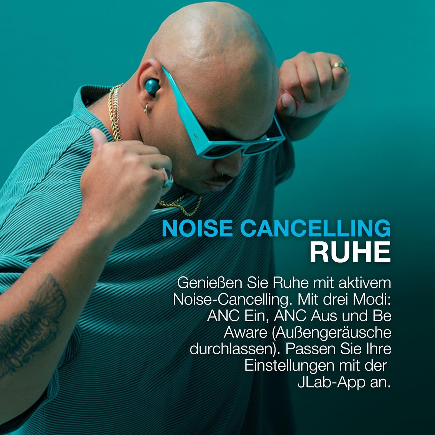 Thumbnail 1 de JLab Go Pop ANC In Ear Kopfhörer – True Wireless mit ANC, Multipunkt und IP55 in Blaugrün