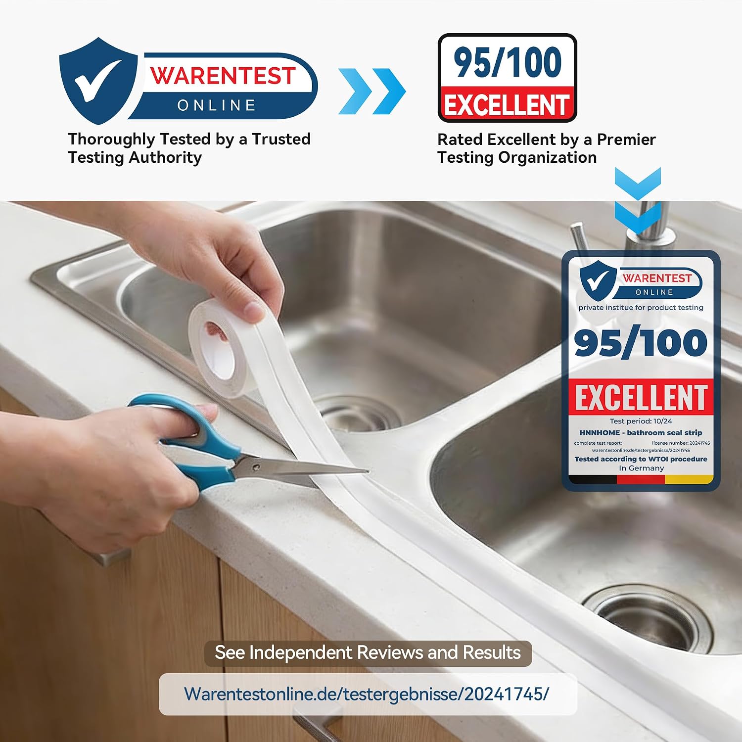 Thumbnail 2 de HNNHOME 38mm x 3.2m White Self-Adhesive Bath Sealant Strip review