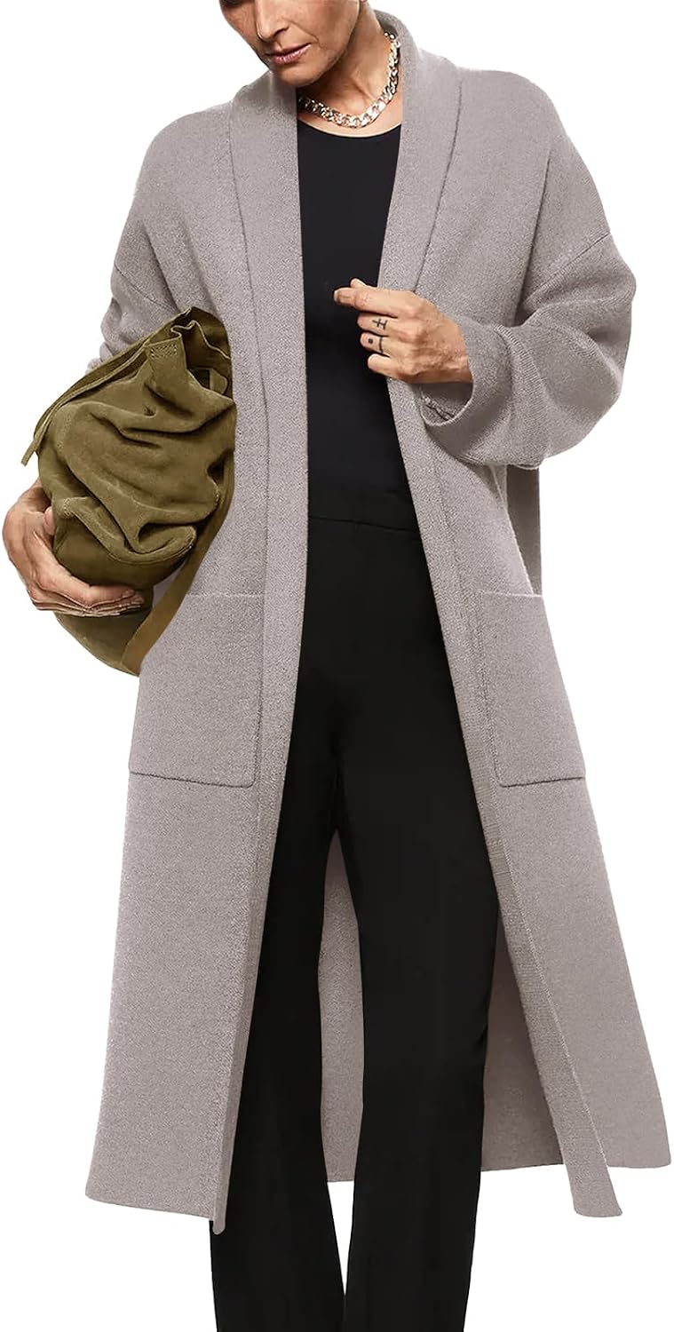 Detalle de Long Sleeve Maxi Cardigan Oversized 1 Pocketed Sweater Coat
