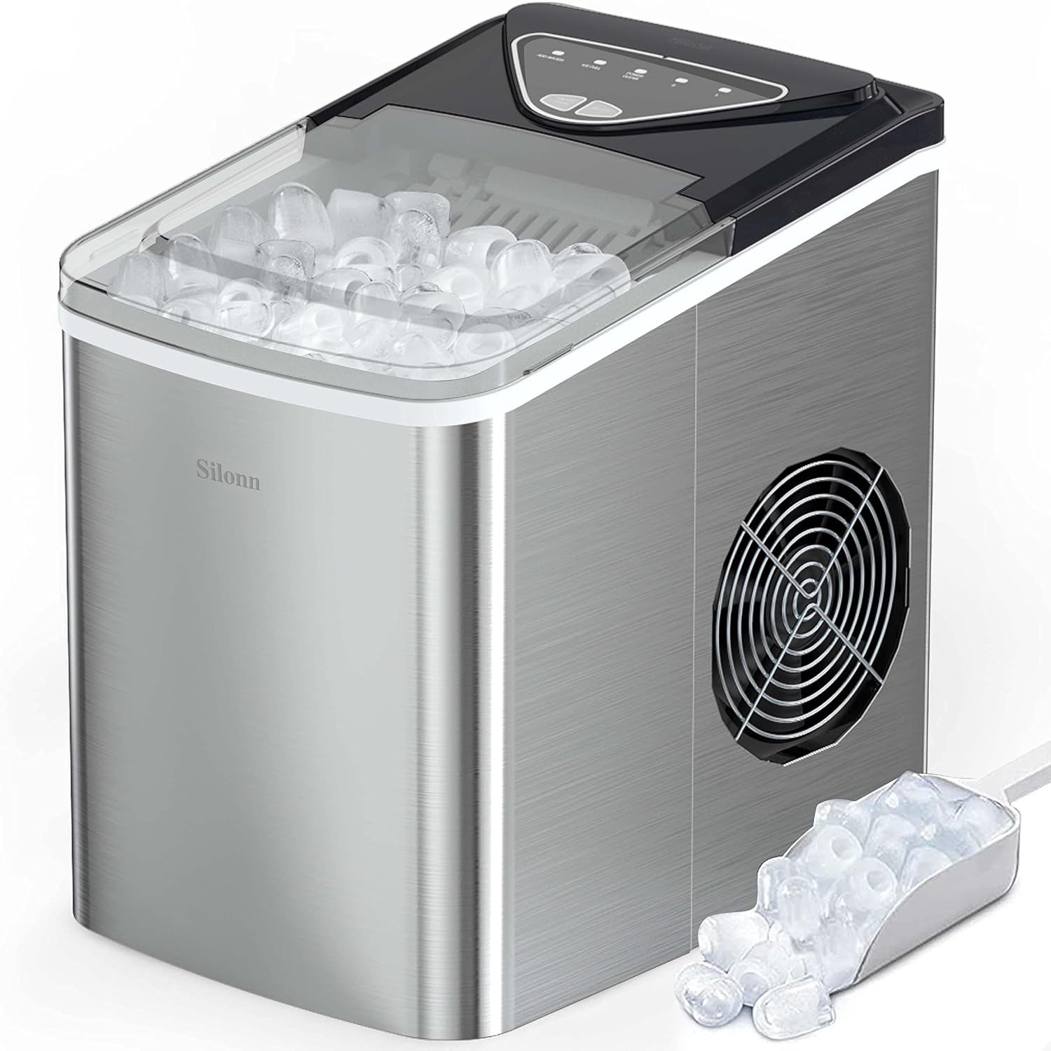Detalle de Silonn DWW01 Countertop Ice Maker, Two Bullet Ice Sizes, Self-Cleaning