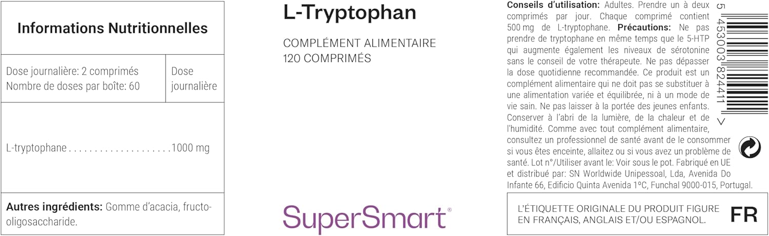 Thumbnail 2 de L-Tryptophane Supersmart — Précurseur de la sérotonine et de la mélatonine, vegan et sans gluten