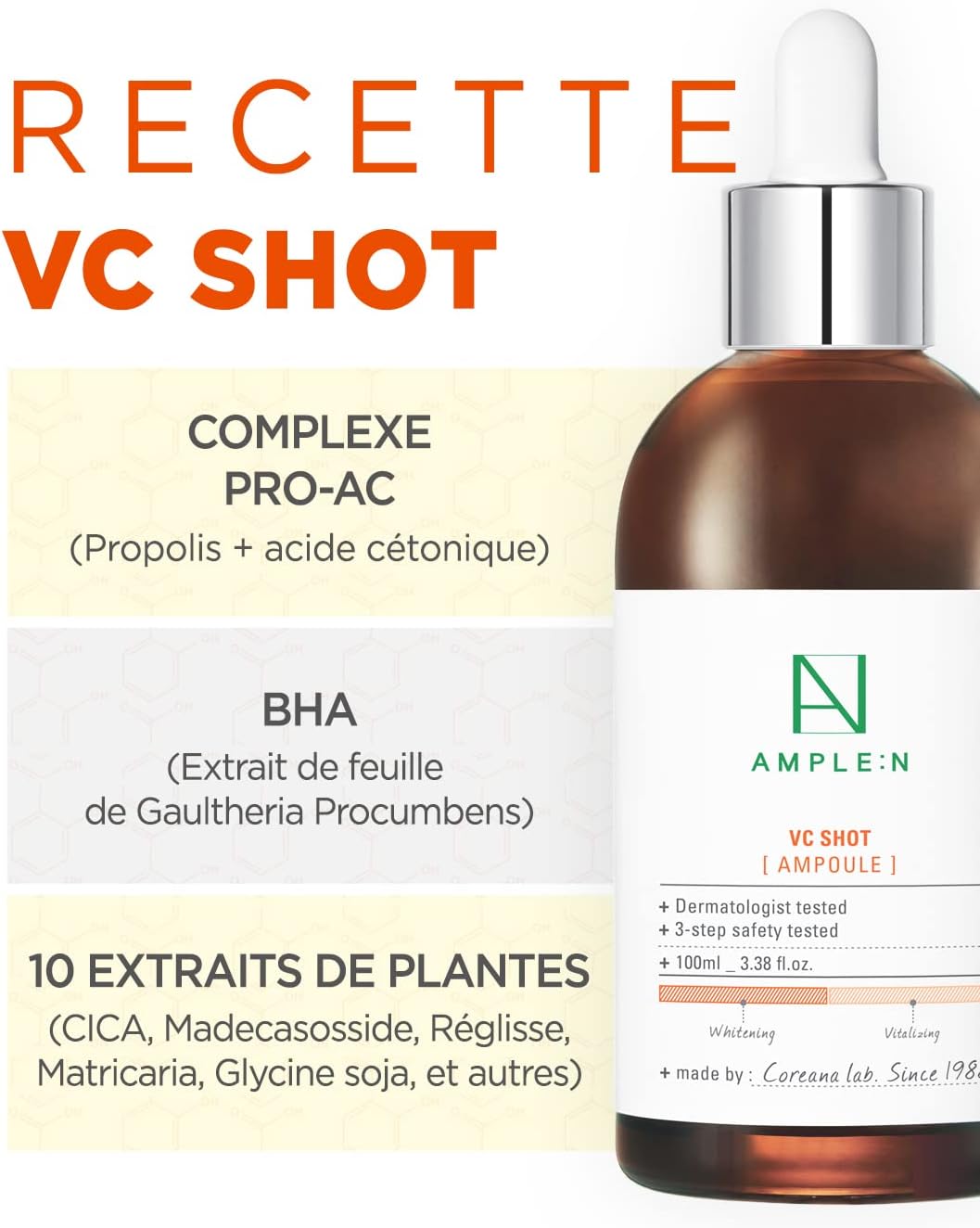 Thumbnail 2 de Coreana AMPLE:N Fiala VC Shot: siero viso alla vitamina C 100 ml, luminosità e uniformità della pelle
