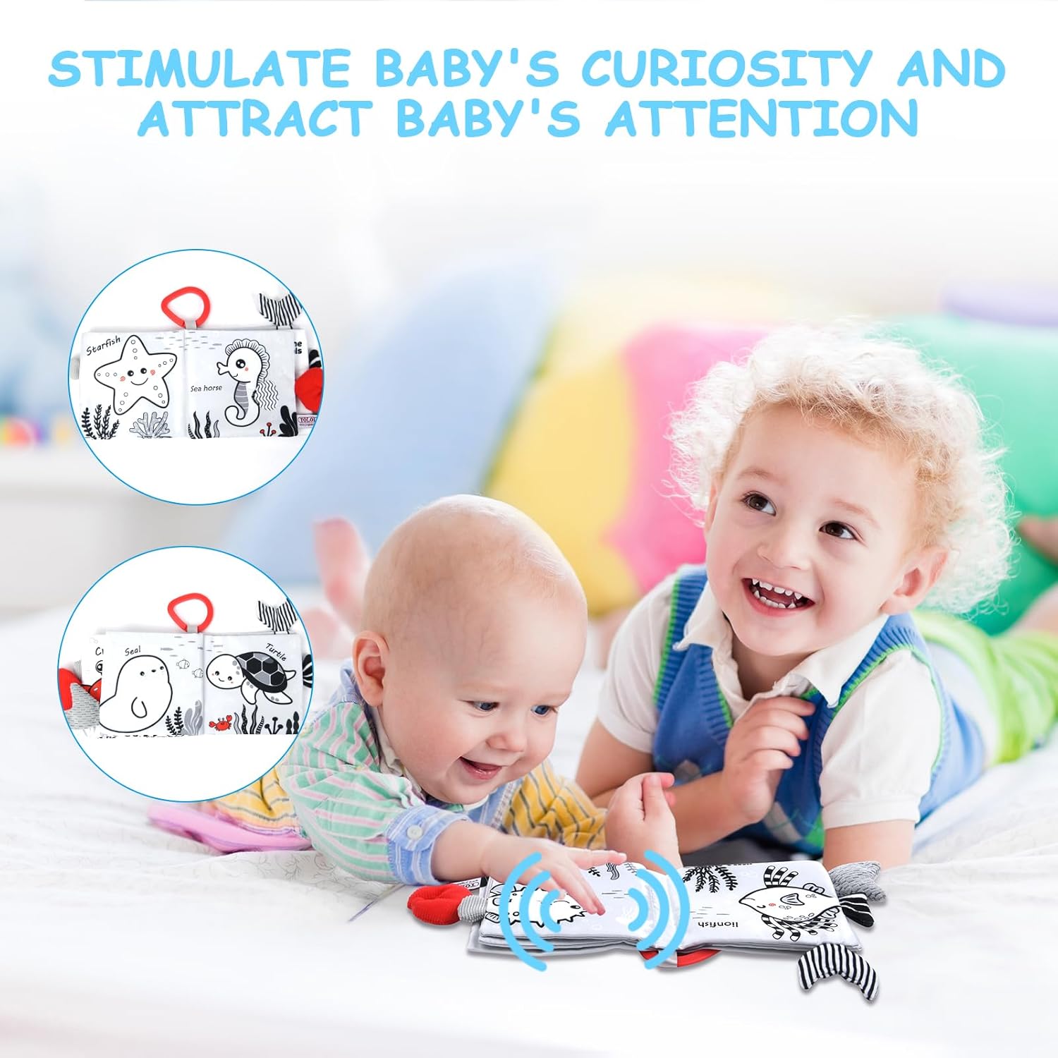 Thumbnail 2 de Vicloon Stoffbuch für Babys Meereslebewesen