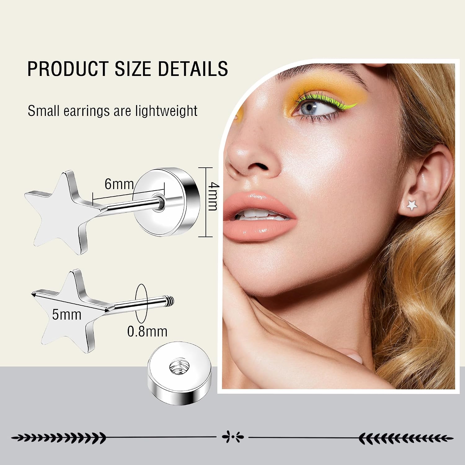 Detalle 2 de ZDE Flat-Back Earrings, Titanium