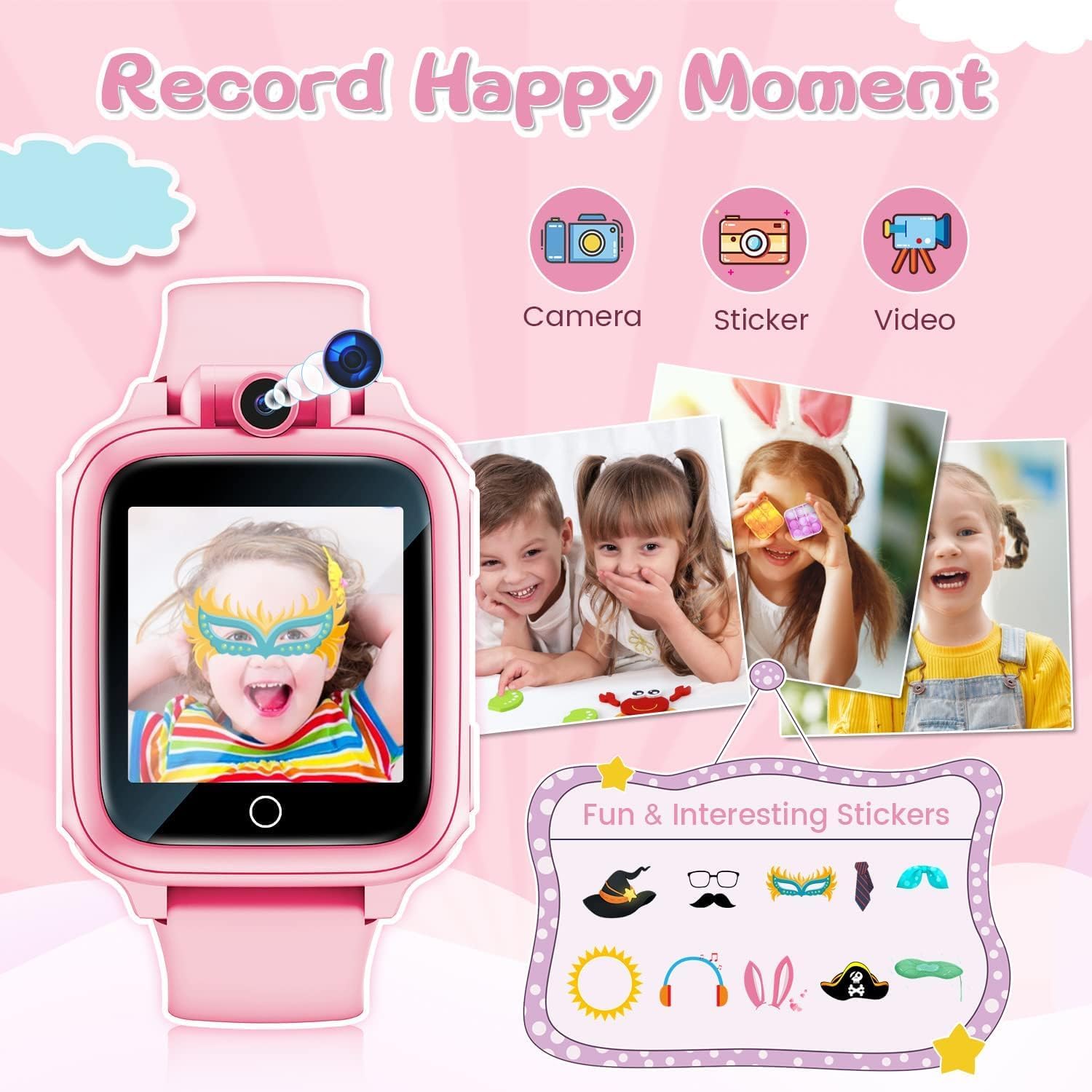 Detalle 2 de Awatty Kids Smart Watch for Boys & Girls (Pink, S) – 5–12 Years
