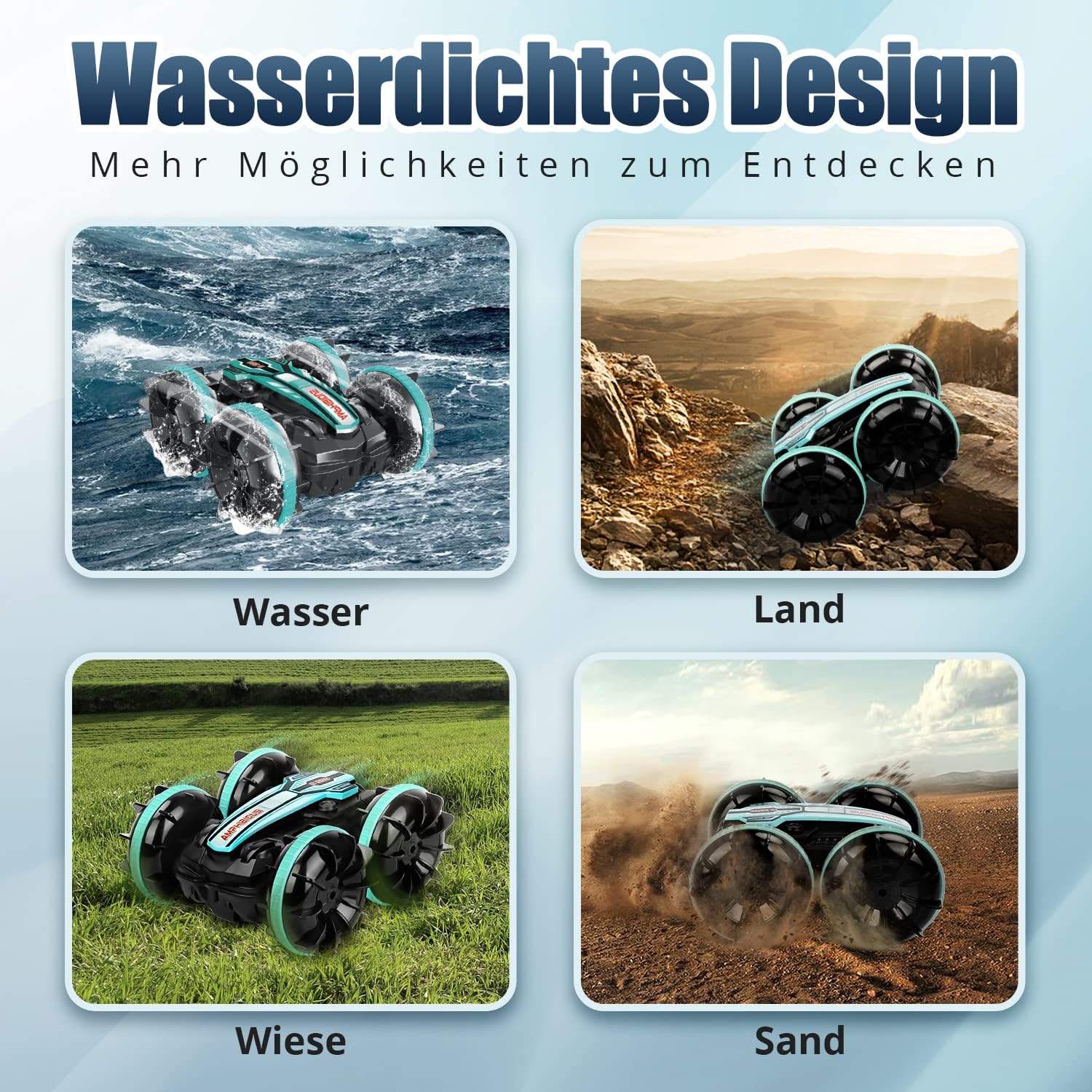 Detalle de AmazeFun Amphibisches ferngesteuertes Auto – Gesten- und Handfernbedienung, 4WD Offroad