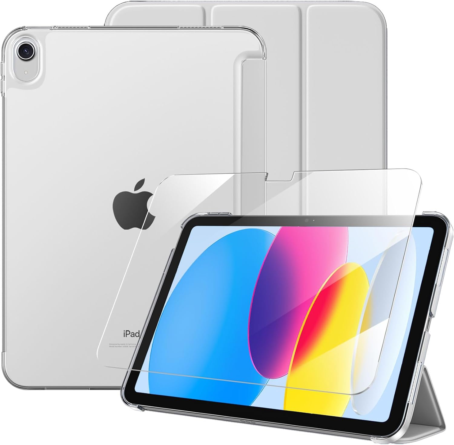 Imagen de DriveGo Case for iPad A16 11th/10th Gen with Screen Protector – Slim Translucent Back, Auto Sleep/Wake, Light Grey en OfertitasTOP
