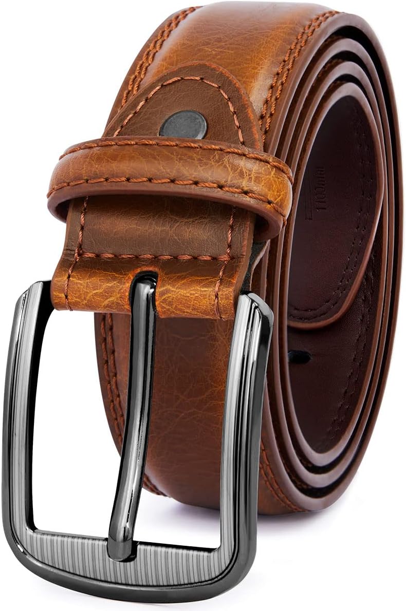 Detalle de GSG Since 1998 genuine leather dress belt (double-stitched) with single prong buckle, M22067