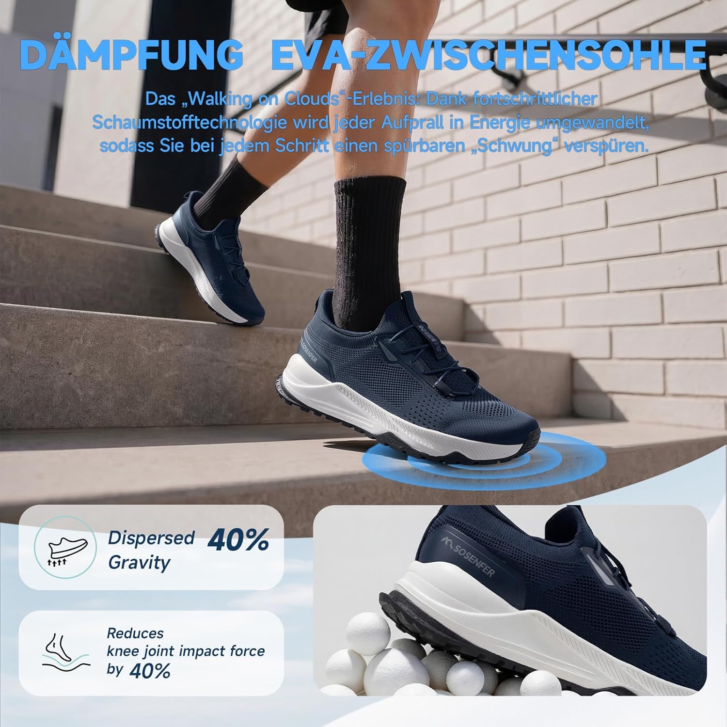 Thumbnail 4 de Sosenfer Slip on Herren Sneakers für breite Füße – Luftige, rutschfeste Outdoor-Schuhe
