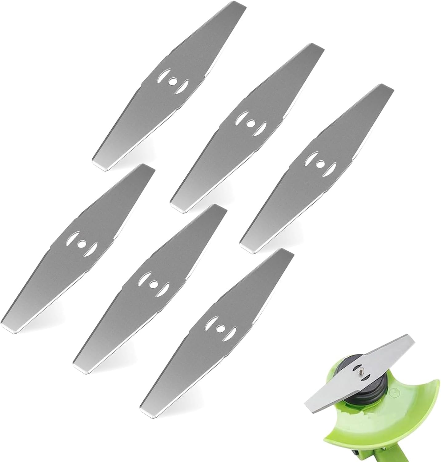 6 Stück Rasentrimmer-Messer (Hartmetall) als Ersatz für Freischneider & Akku-Trimmer