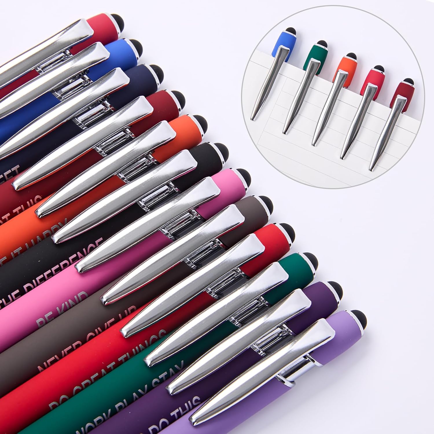 Detalle 1 de Actsun JL094-3Z Motivational Ballpoint Pens, 12-Pack with Stylus Tips
