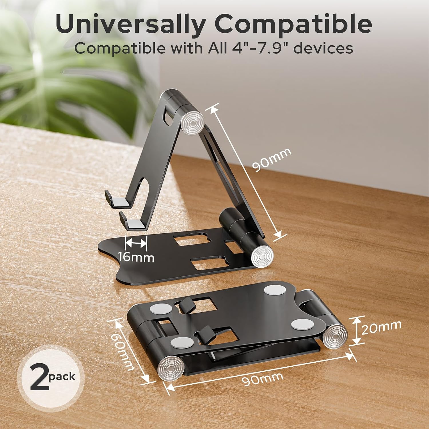 Detalle de Zivacate Foldable Desk Phone Stand, 2 Pack, Adjustable Angle and Height